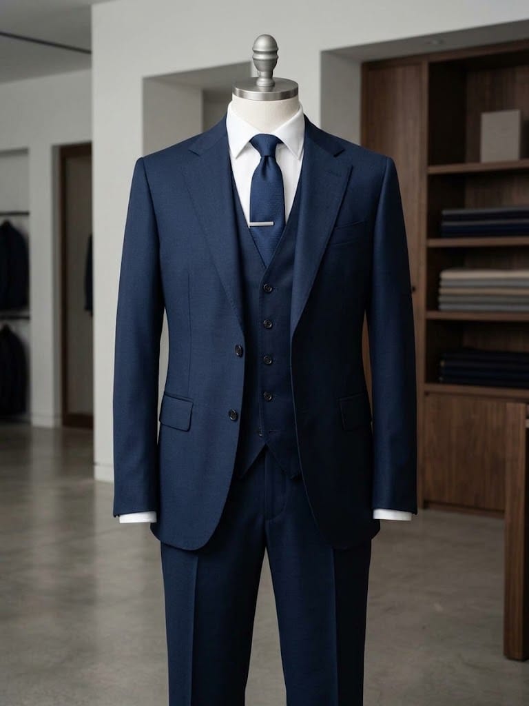 Royal Navy Blue Tailored 3-Piece Suit