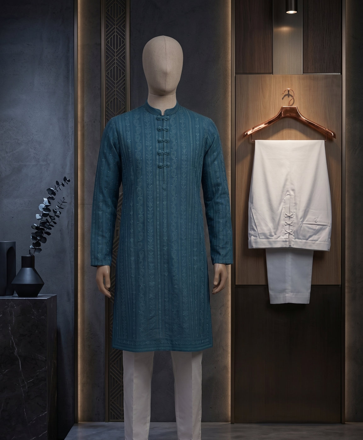 Teal Threadwork Kurta