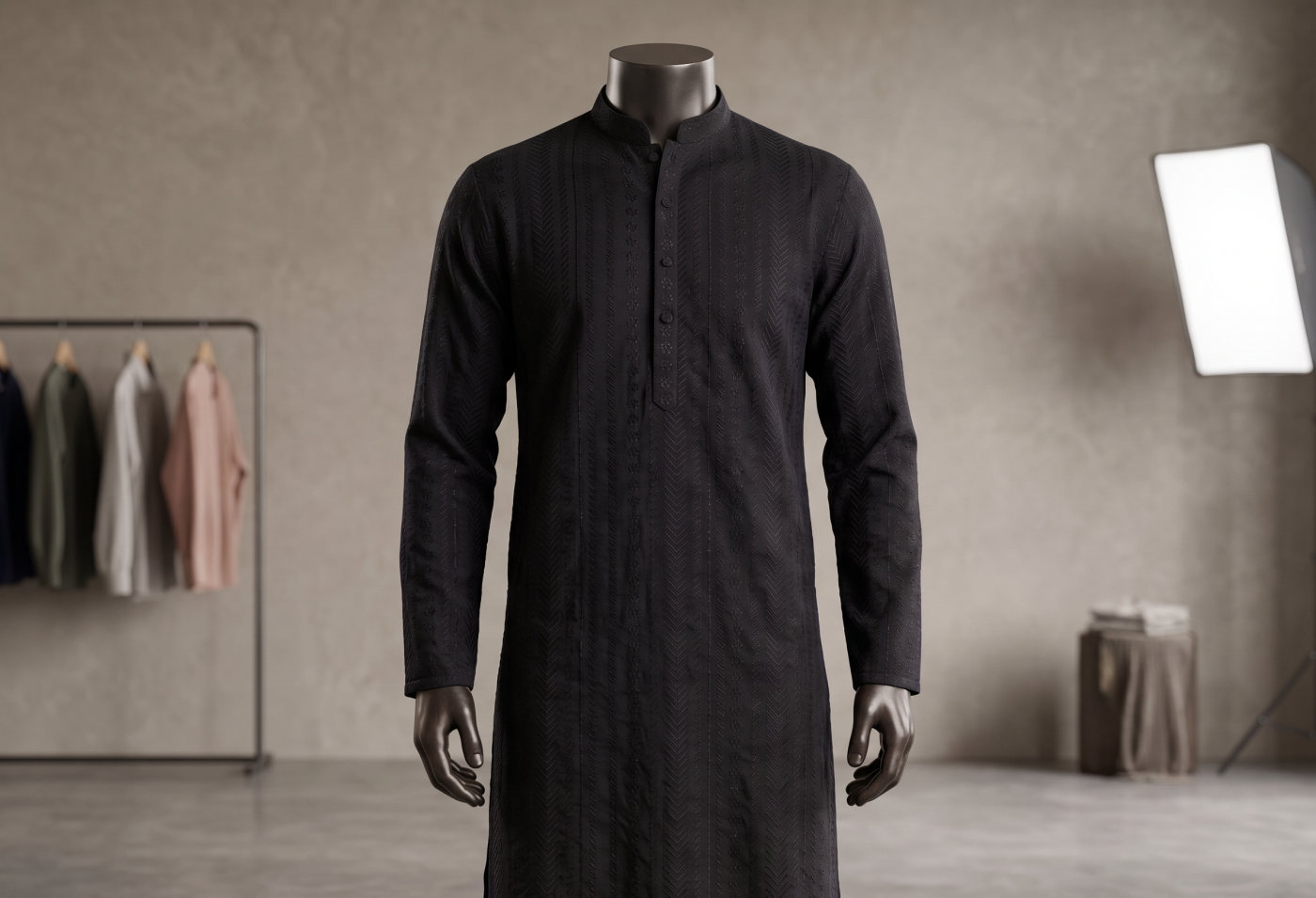 Black Chikankari Kurta