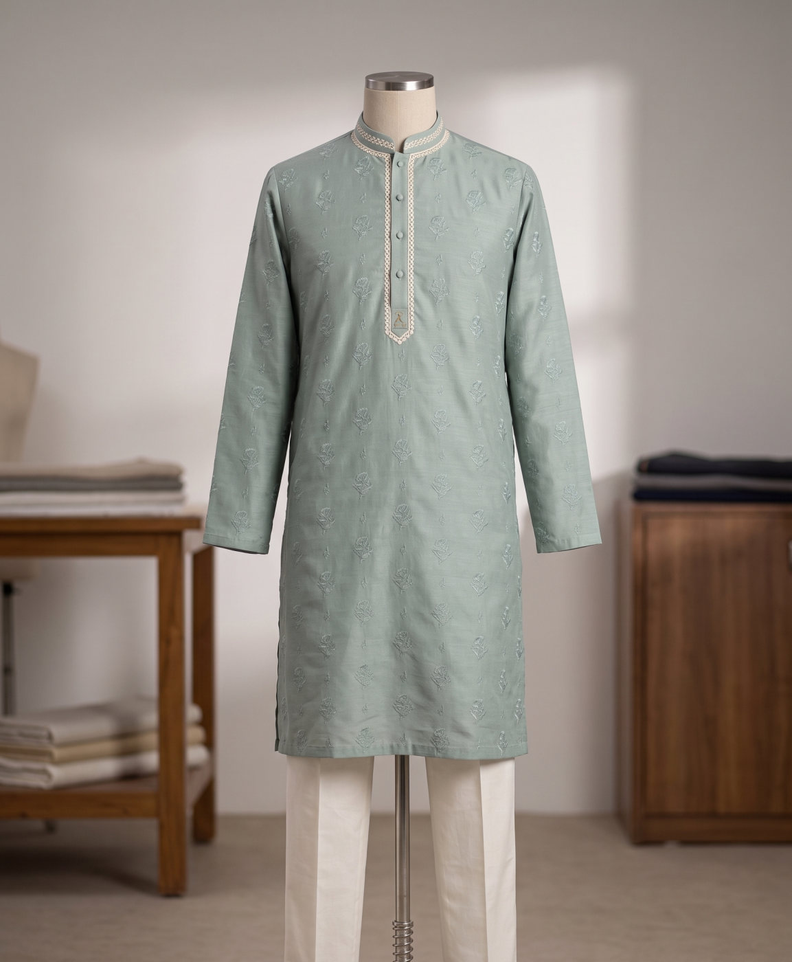 Sage Green Floral Kurta