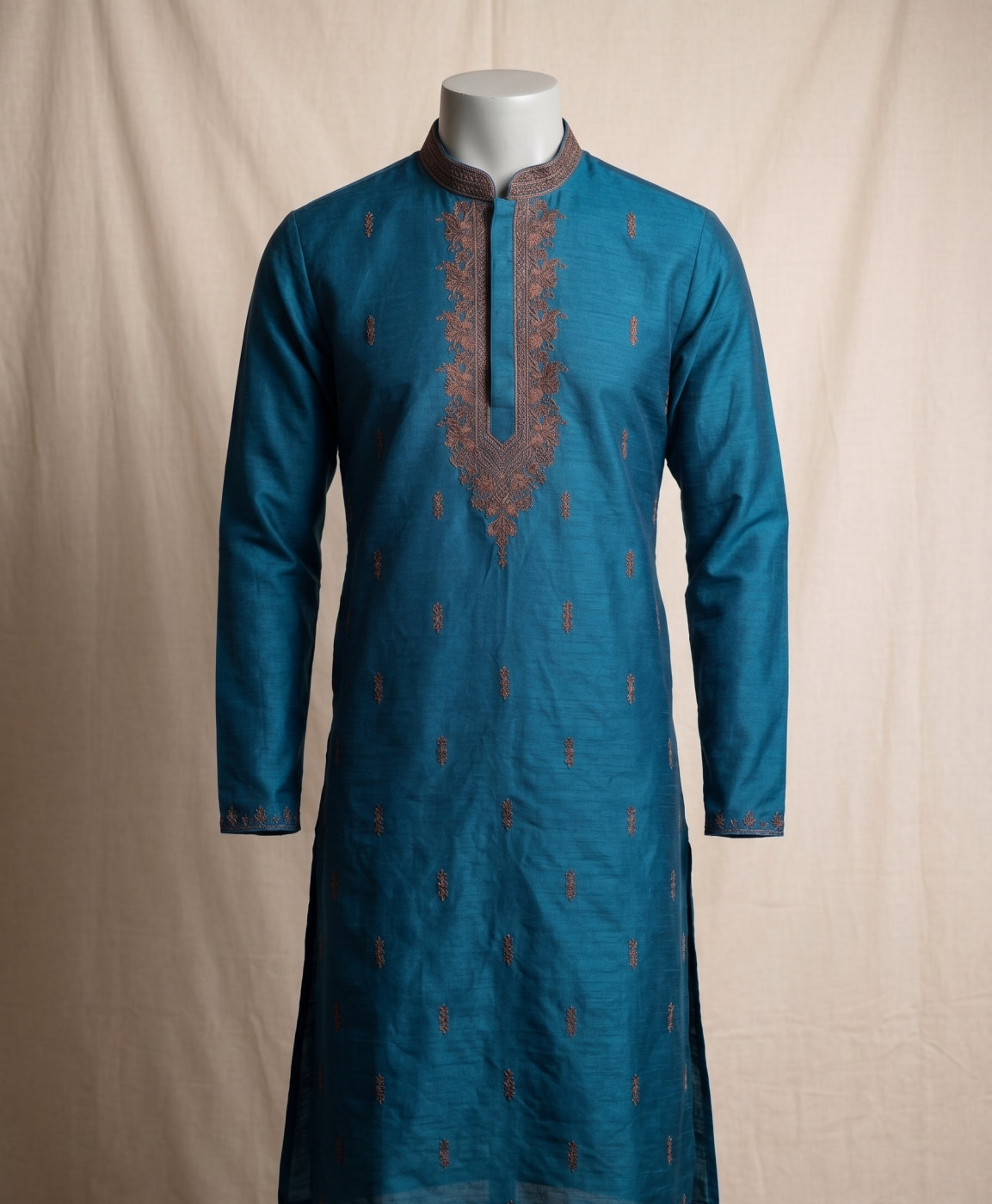 Peacock Blue Zari Kurta