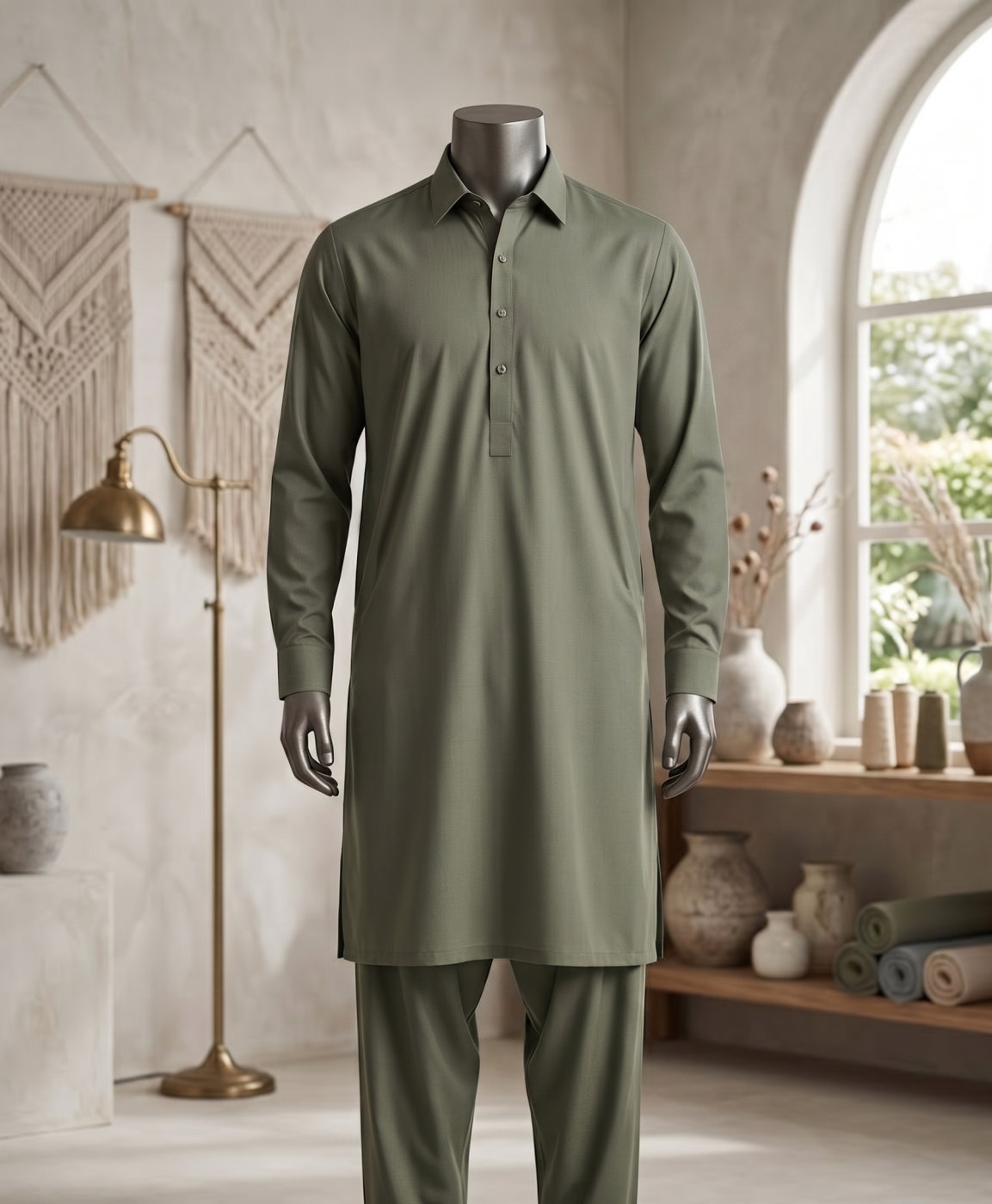 Olive Green Kurta Set