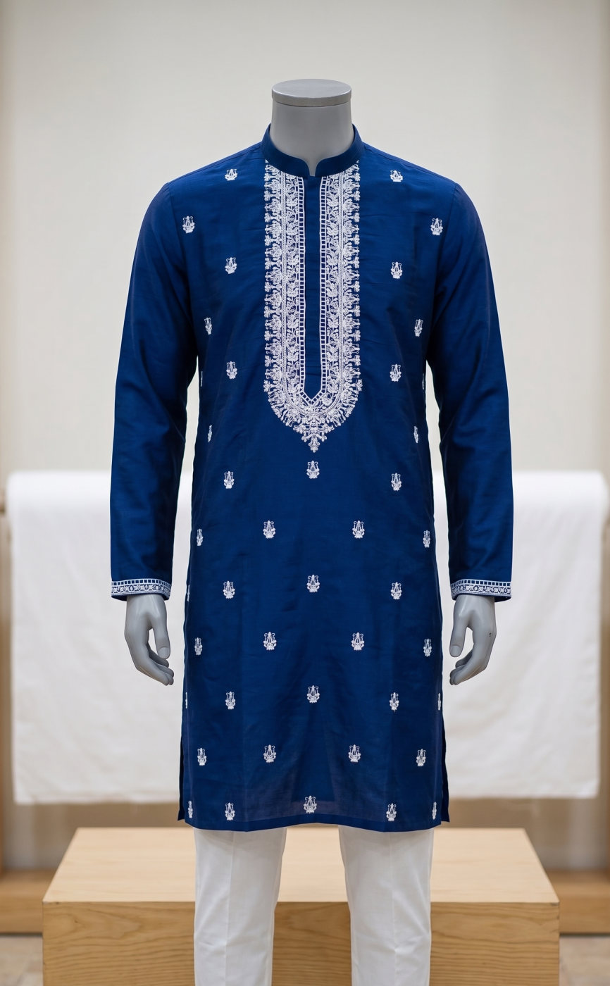Royal Blue Embroidered Kurta