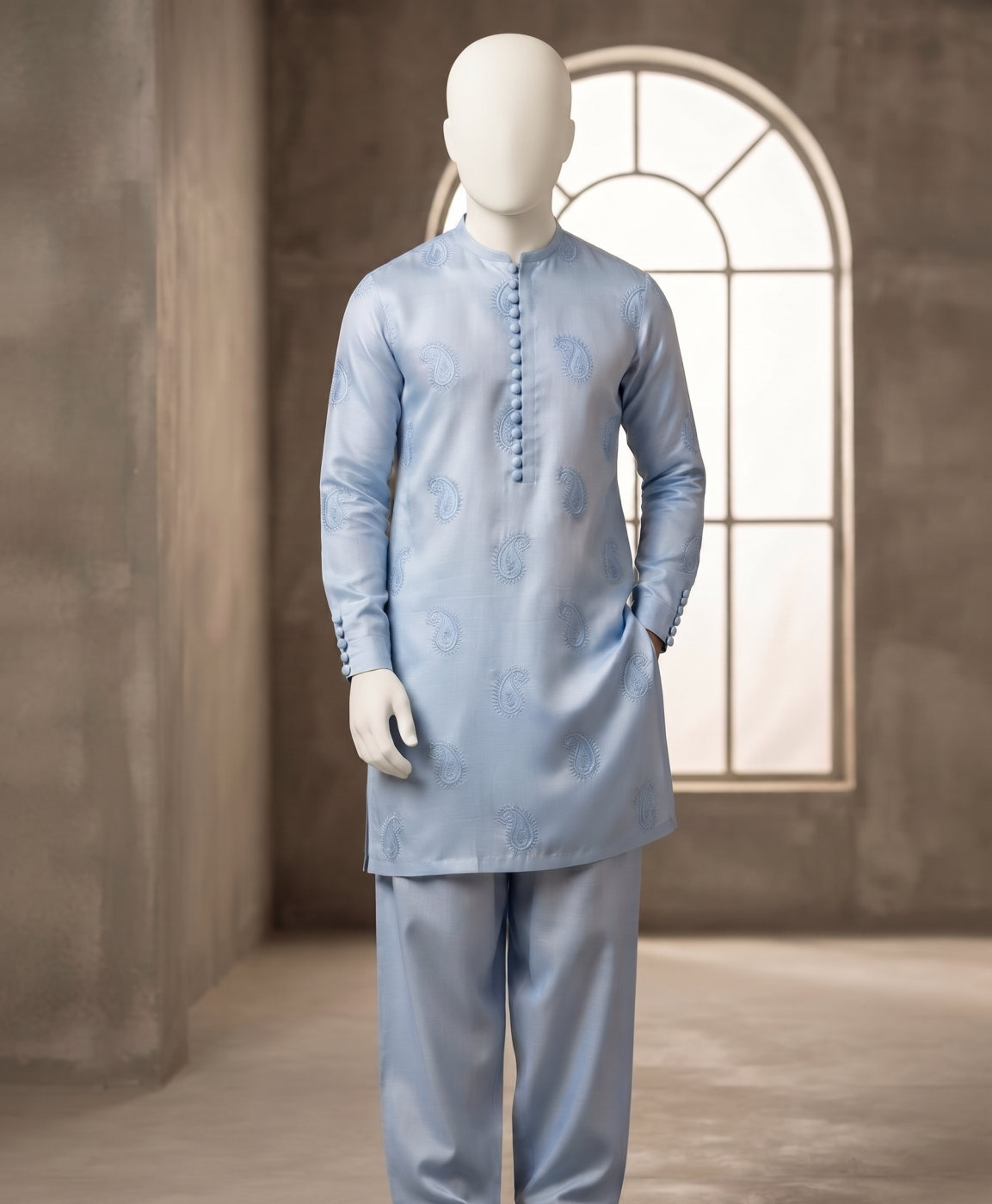 Sky Blue Paisley Kurta