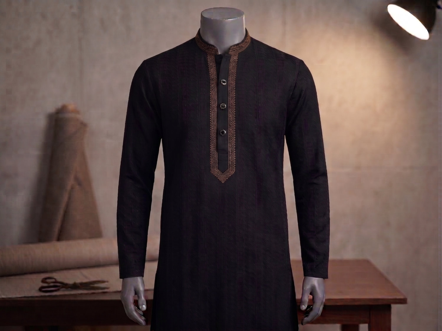 Black Pichwai Prince Coat — view 2