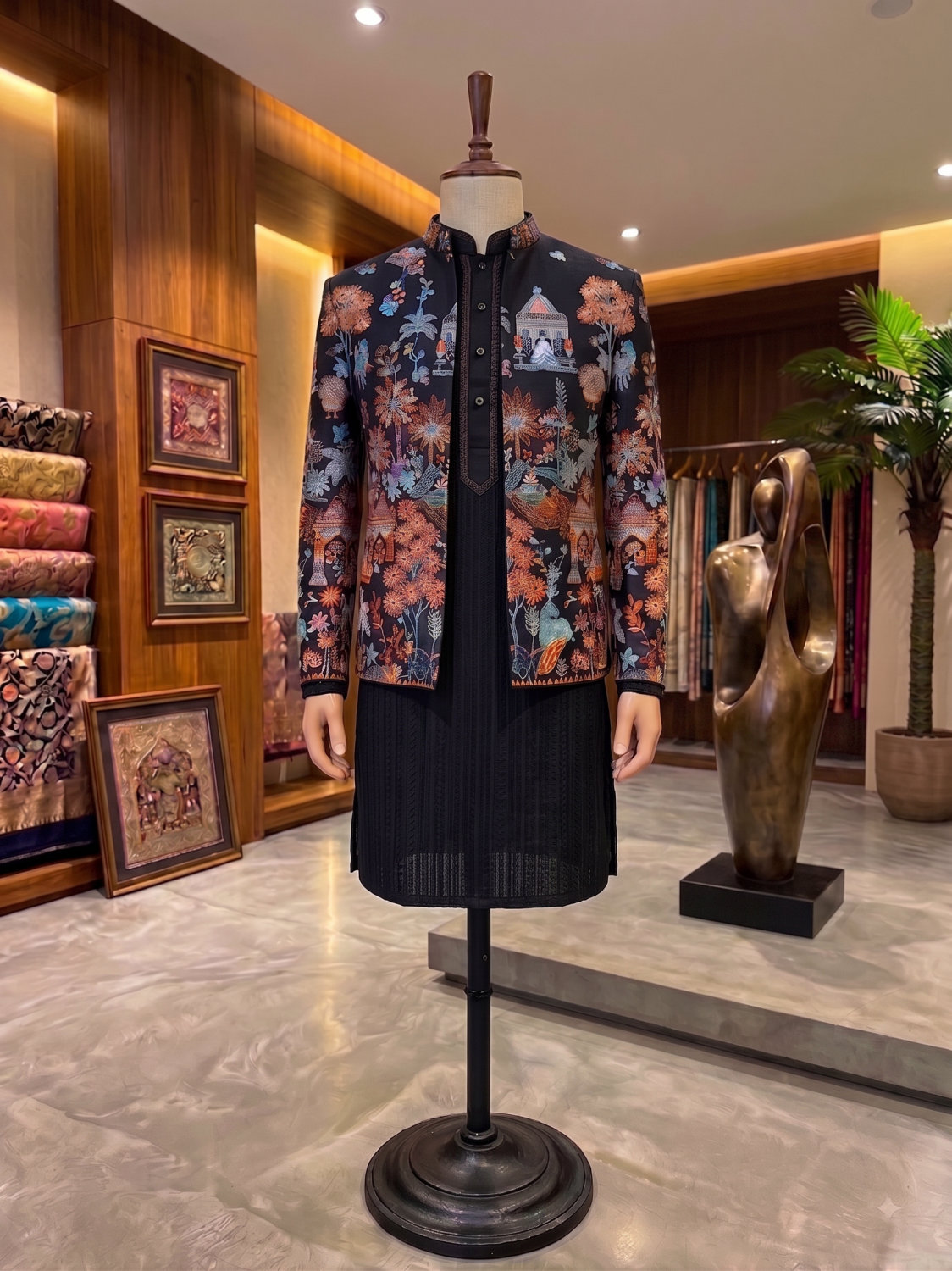 Black Pichwai Prince Coat