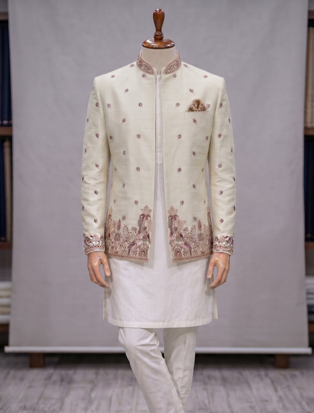 Cream Floral Prince Coat
