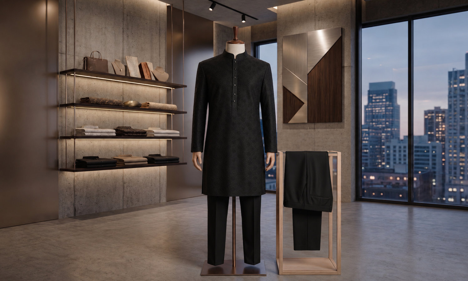 Black Sequin Prince Coat — view 2