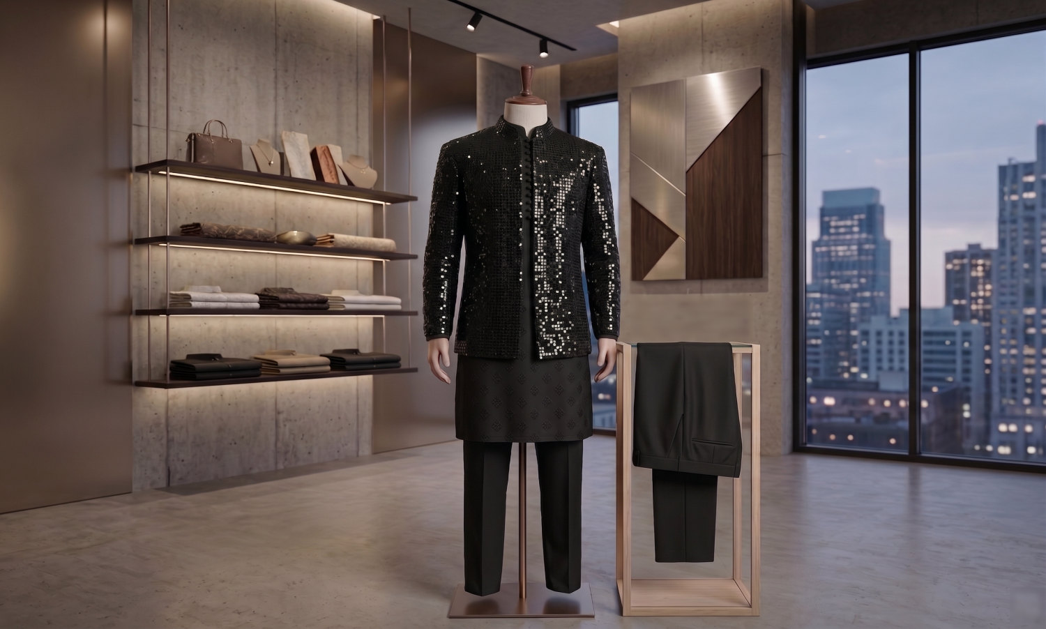 Black Sequin Prince Coat