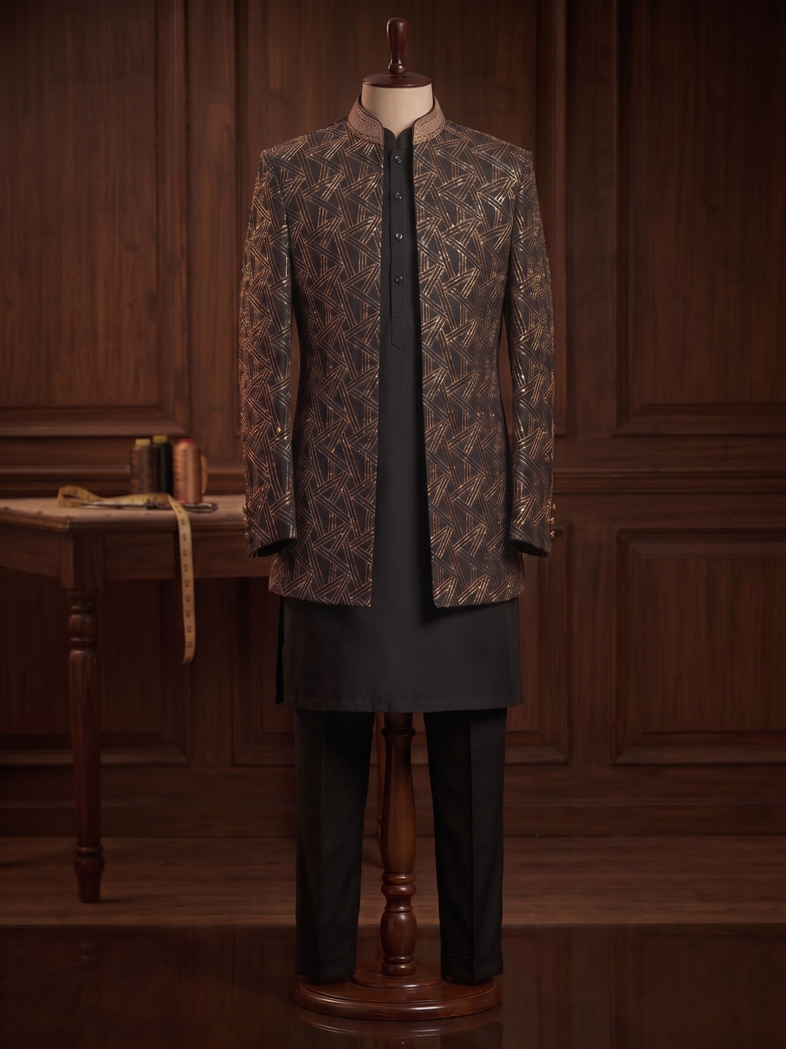 Black Chevron Prince Coat