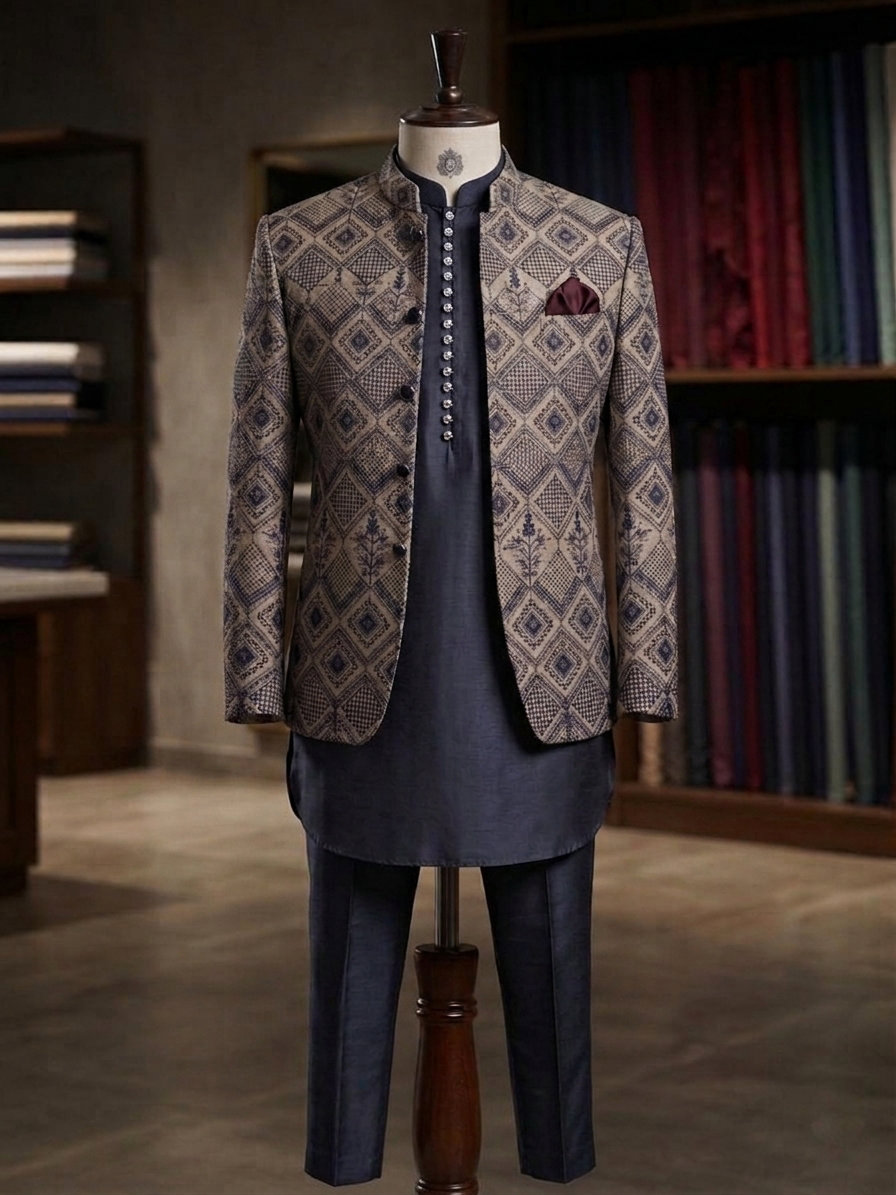 Sand Indigo Trellis Prince Coat