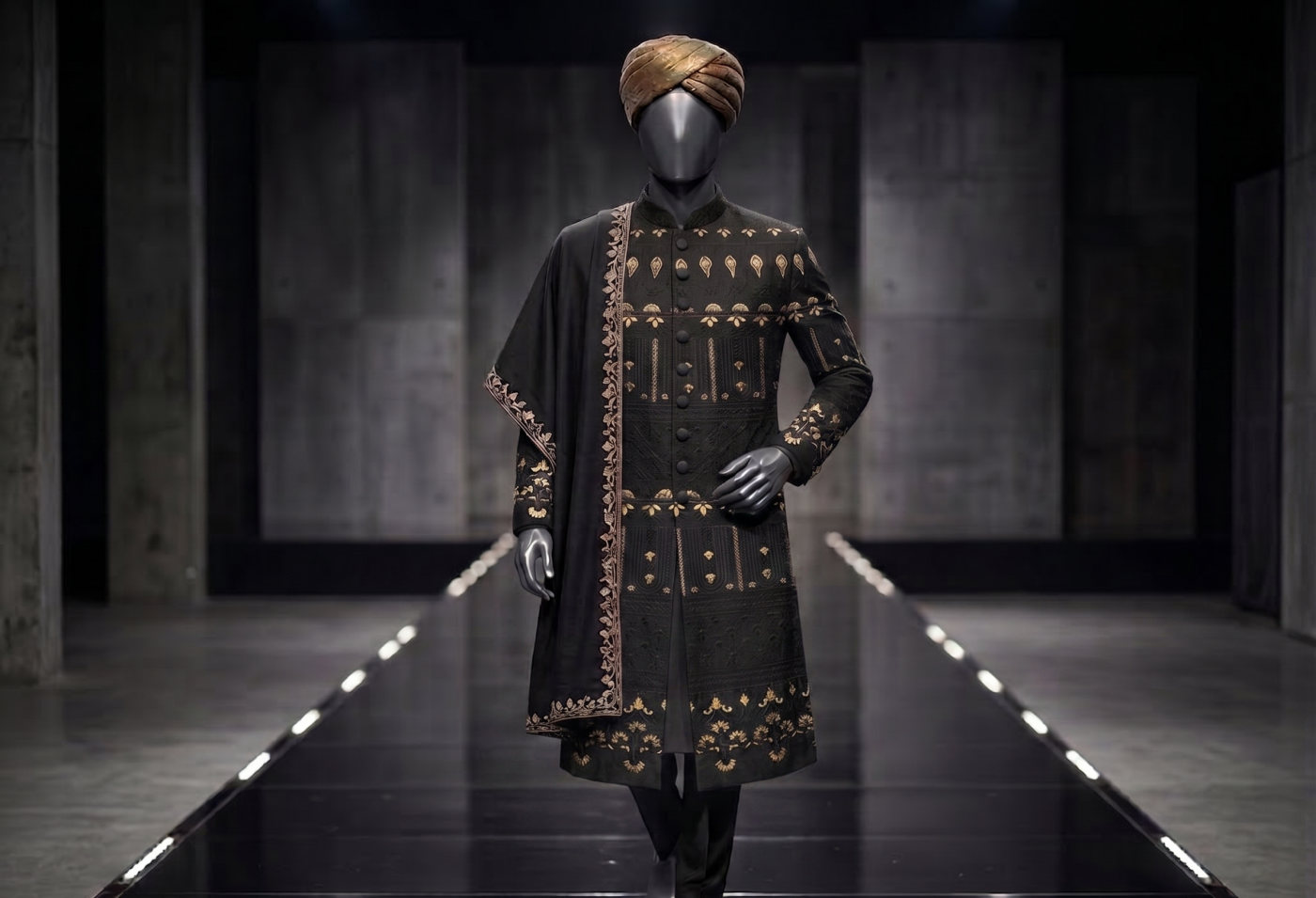Black Zardozi Sherwani
