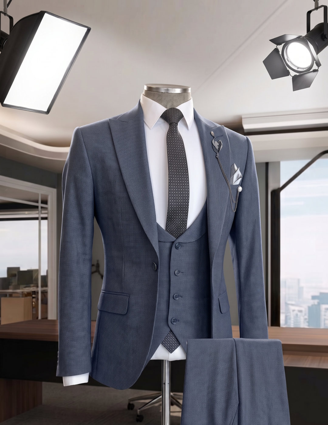 Slate Blue Birdseye Suit