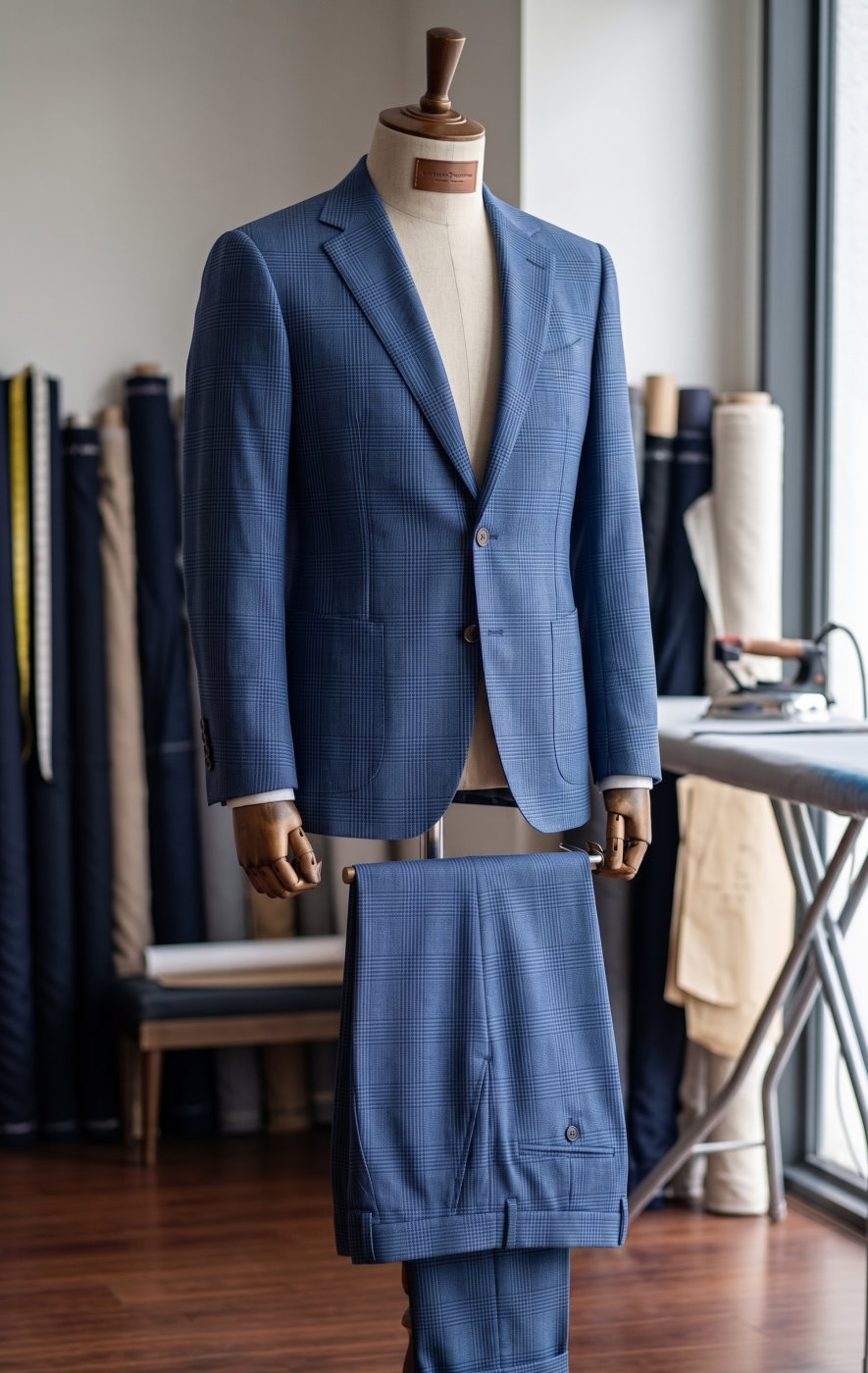 Airforce Blue Plaid Suit