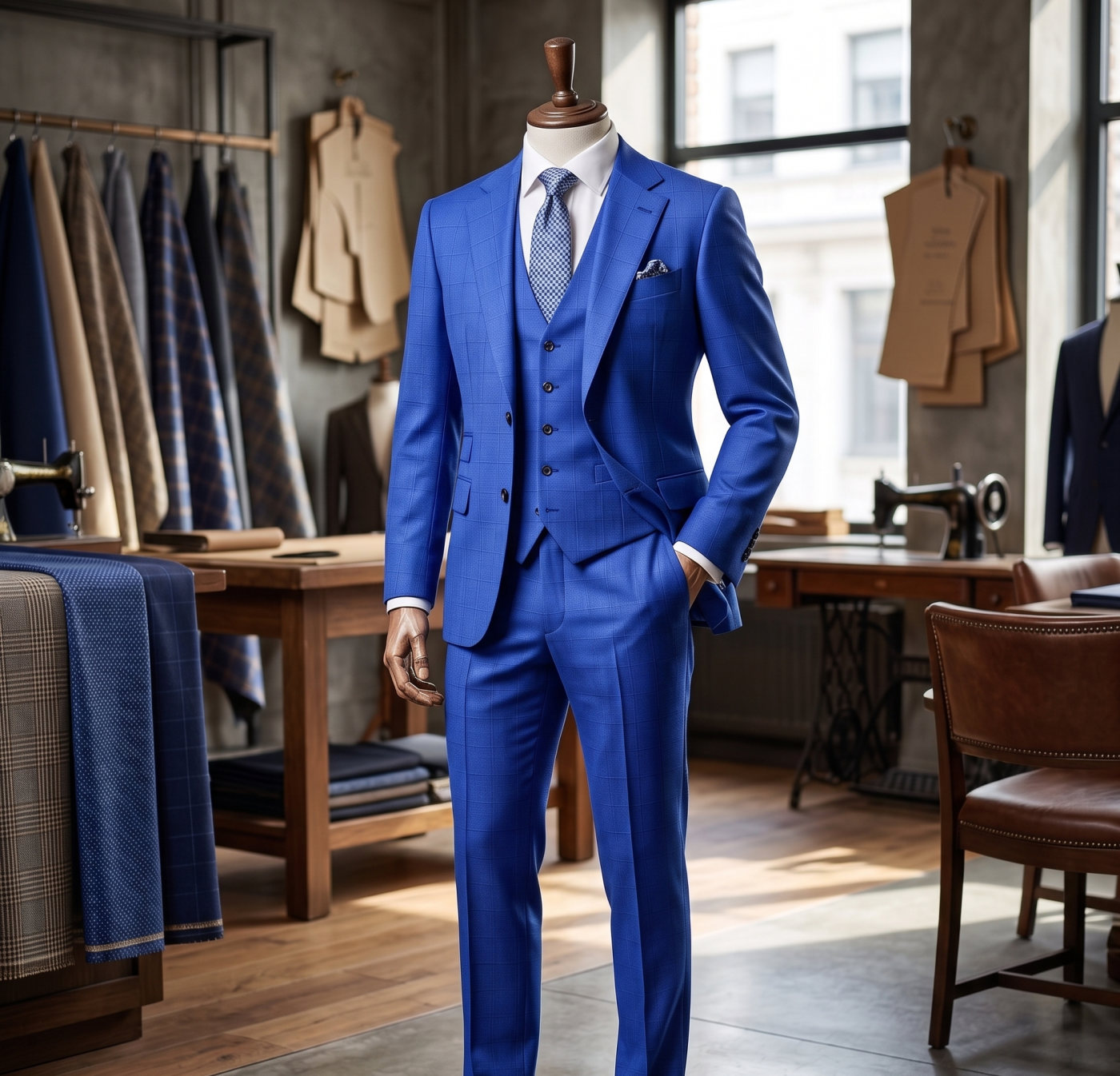 Royal Blue Windowpane Suit