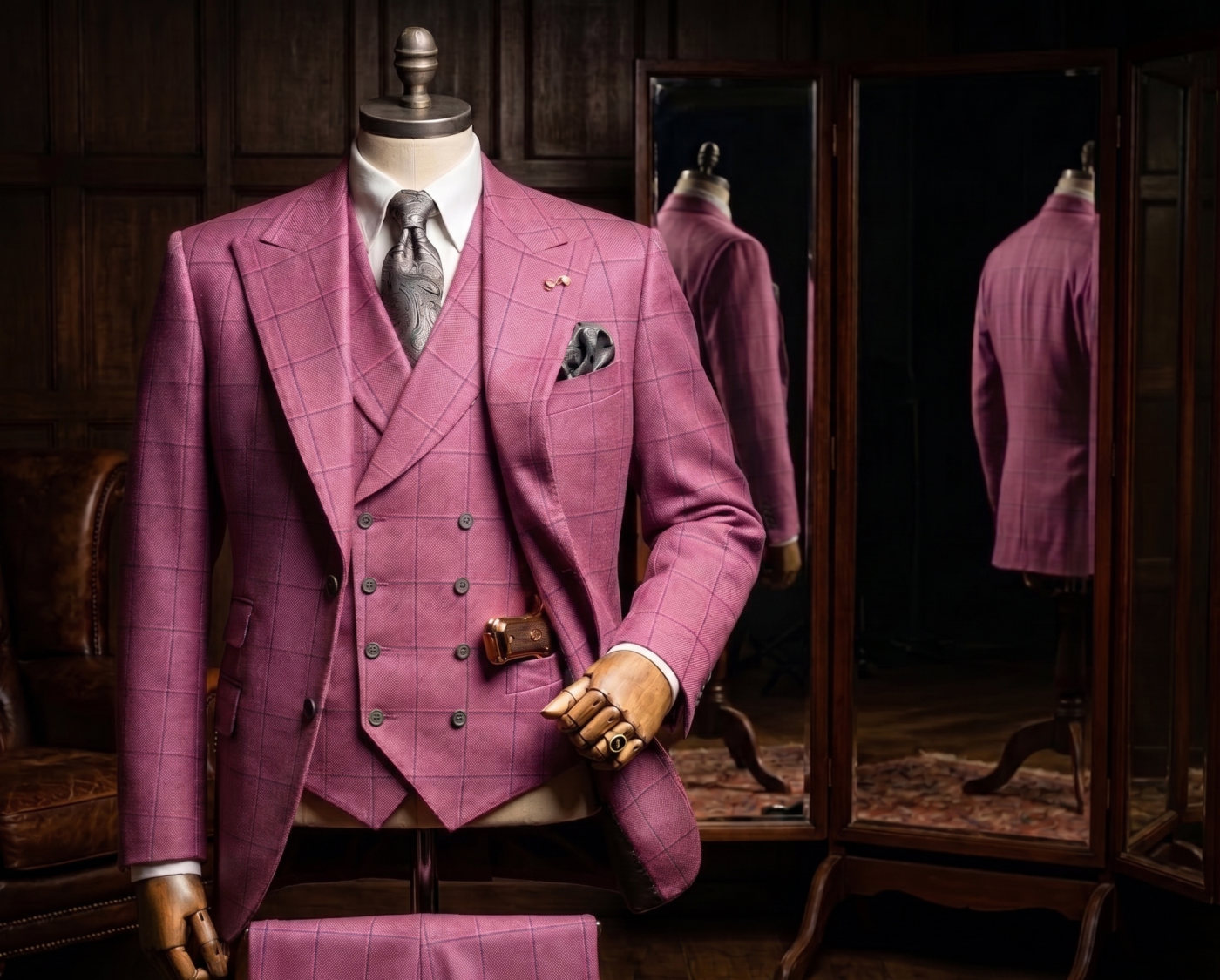 Rose Pink Windowpane Suit